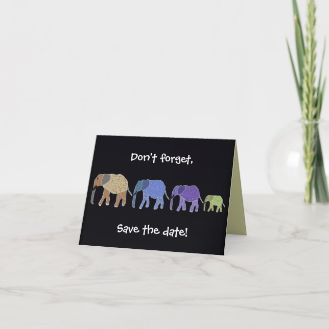 Carte de sauvegarde de date Les éléphants n'oublie (Devant)