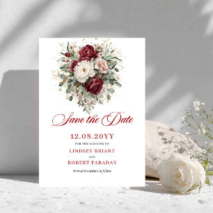 Carte de sauvegarde de date Luxe Blush Bourgogne O