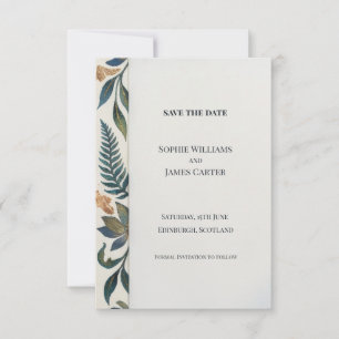 Carte de sauvegarde de date Navy Gold Leaf