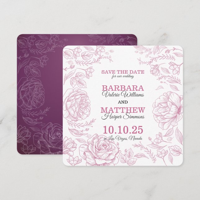 Carte de sauvegarde de date romantique marron et b (Devant / Derrière)
