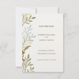 Carte de sauvegarde de date Sage Gold Leaf