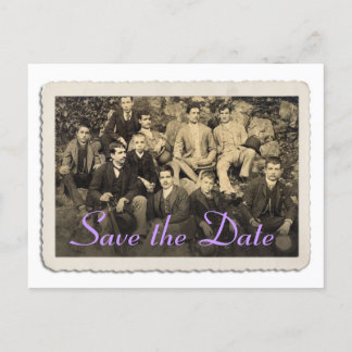 Carte de sauvegarde de la date avec portrait vinta
