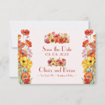 Carte de sauvegarde de la date Poppies Flat