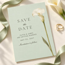 Carte de sauvegarde de mariage à la lys calla vert