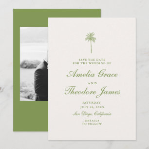 Carte de sauvegarde de mariage à la palme tropical