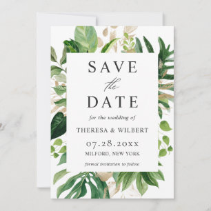 Carte de sauvegarde de mariage à la verdure de pal