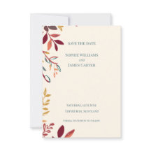 Carte de sauvegarde de mariage aux feuilles d'auto