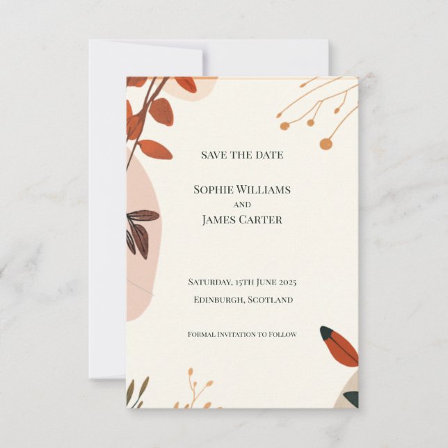 Carte de sauvegarde de mariage Bohème Fleur Sauvag (Devant)