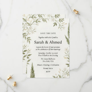 Carte de sauvegarde de mariage botanique rustique