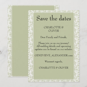 Carte de sauvegarde de mariage classique en vert s