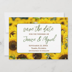 Carte de sauvegarde de mariage de tournesols