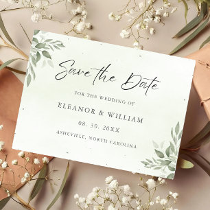 Carte de sauvegarde de mariage de verdure de sauge