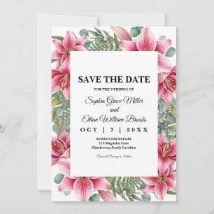 Carte de sauvegarde de mariage floral au lys Starg