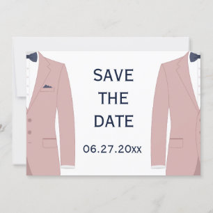 Carte de sauvegarde de mariage gay rose et bleu