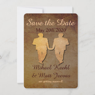 Carte de sauvegarde de mariage gay Rustique Foncé