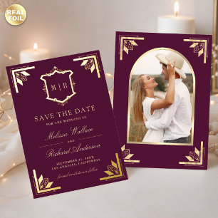 Carte de sauvegarde de mariage Gold Crest Plum Pur