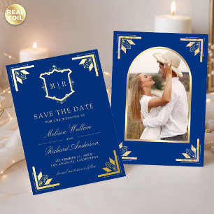 Carte de sauvegarde de mariage Gold Crest Royal Bl