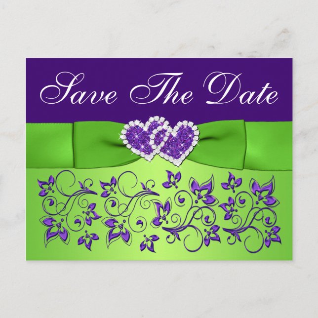 Carte de sauvegarde florale violette et verte (Devant)