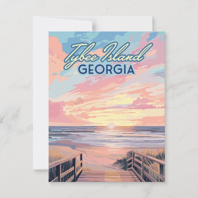 Carte de savane de l'île de Tybee Georgia Sunrise  (Devant)