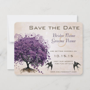 Carte de Save the Date Arbre à Feuille de Coeur Vi
