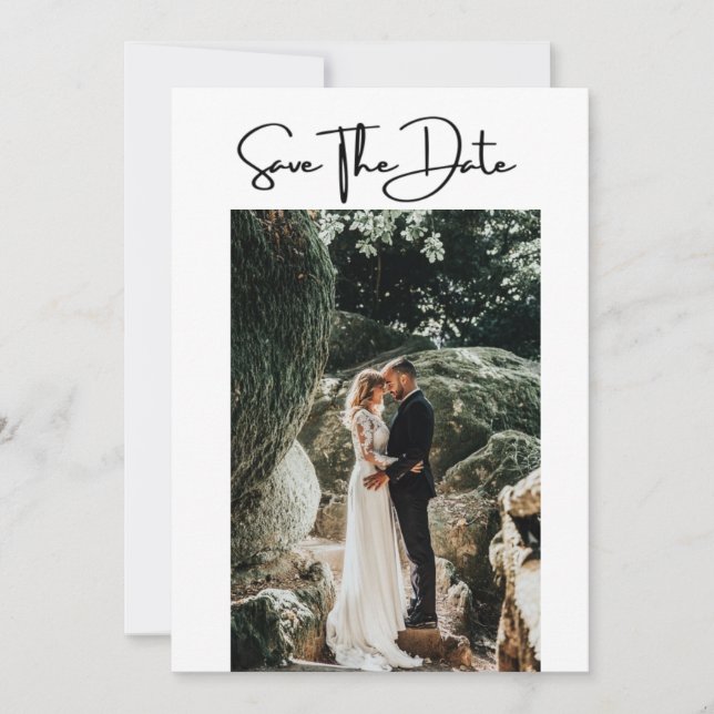 Carte de Save the Date de mariage moderne avec cod (Devant)