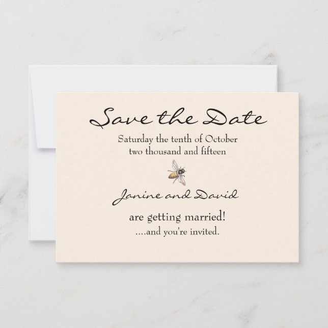 Carte de Save the Date pour mariage Tiny Bee (Devant)