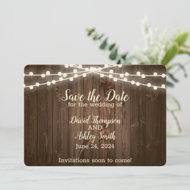 Carte de Save The Date Rustique (Debout devant)