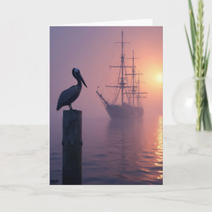 Carte de scène de la fête des pères Oiseau de mer