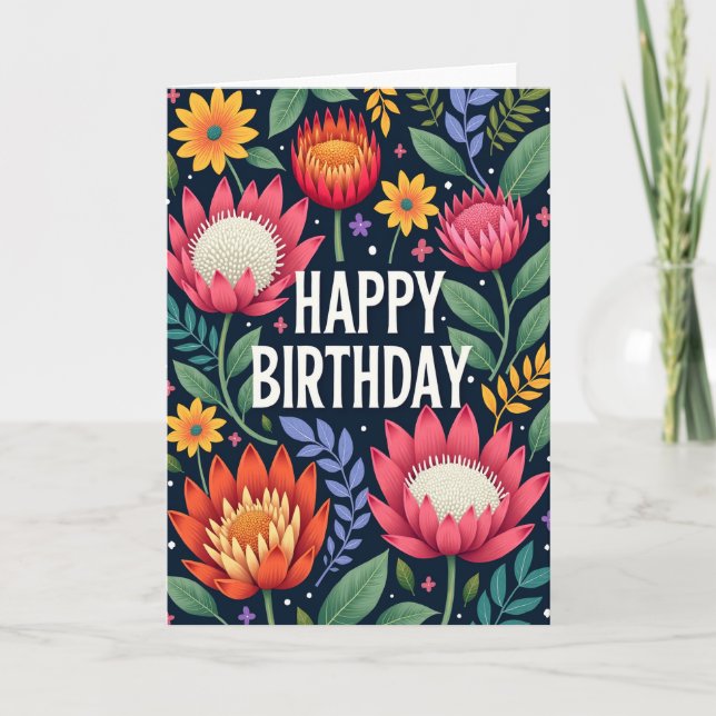 Carte de scène florale d'anniversaire (Devant)