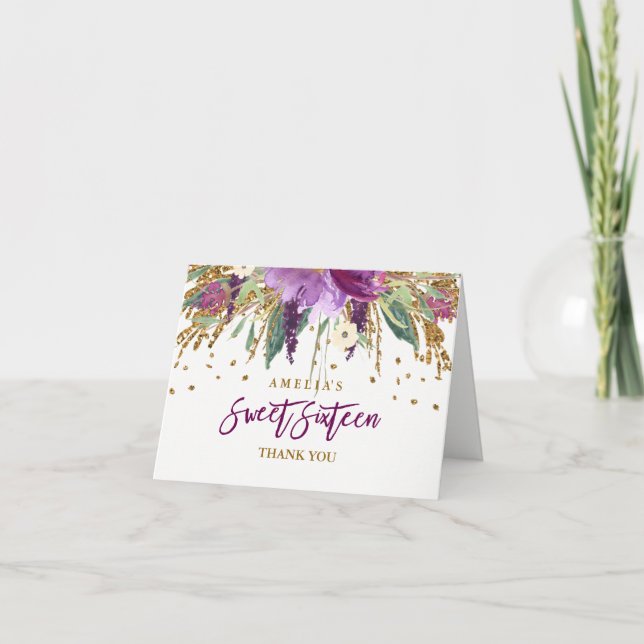 Carte de scintillement du bonbon 16 à améthyste de (Devant)
