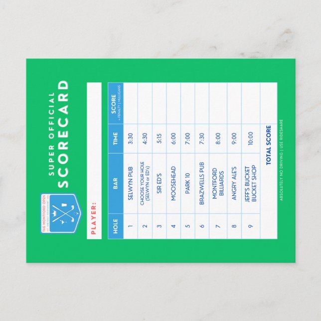 carte de score (Devant)