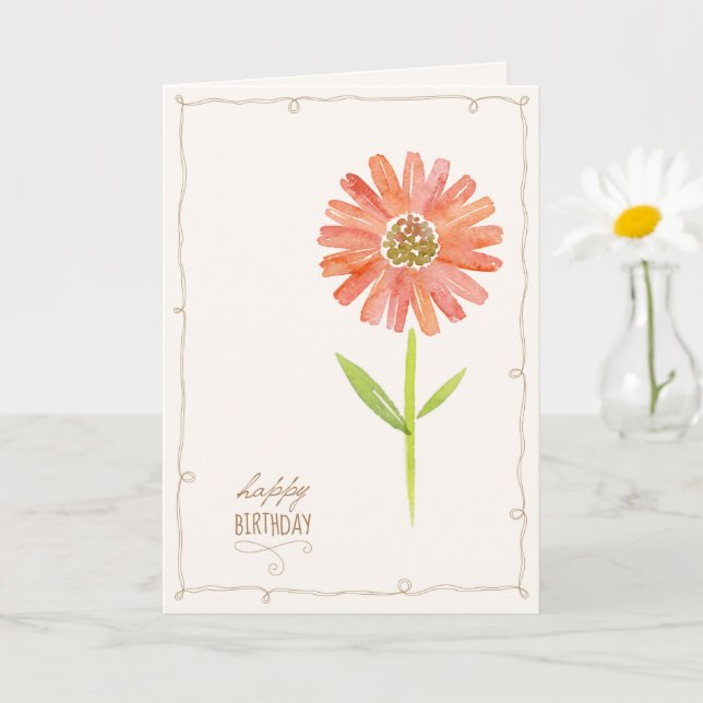 Carte de script d'anniversaire d'aquarelle florale (Petite plante)