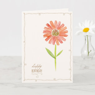 Carte de script d'anniversaire d'aquarelle florale