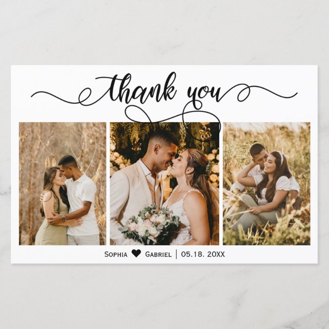 Carte de script de Mariage de Collage de Photo Bud (Devant)
