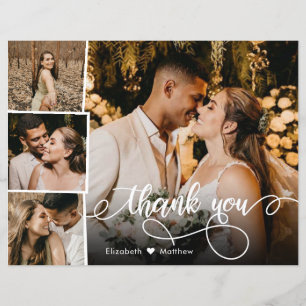 Carte de script de Mariage de Collage de Photo Bud