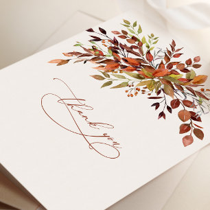 Carte de script minimaliste d'automne Merci