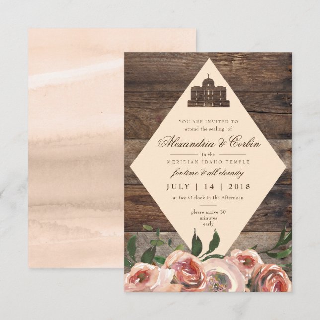 CARTE DE SÉCHAGE TEMPLE LDS | Flore rousse en bois (Devant / Derrière)