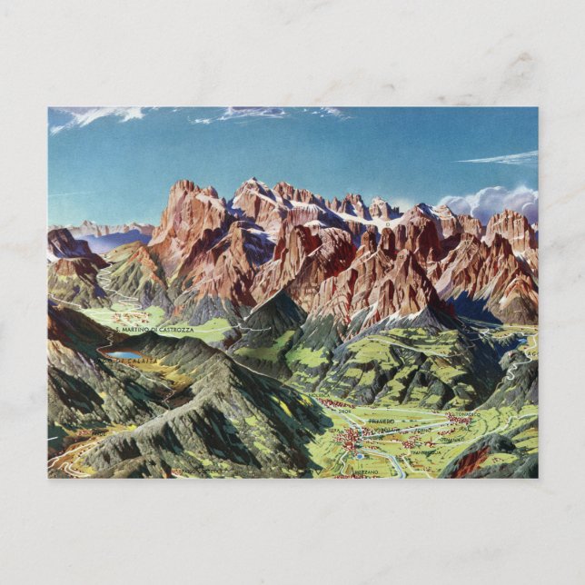 Carte de secours des Dolomites vintages Italie (Devant)
