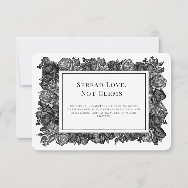 Carte de sécurité de mariage Roses noires et blanc (Devant)