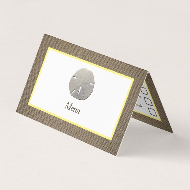 Carte de sélection de menu Dollar de sable et toil (Devant)