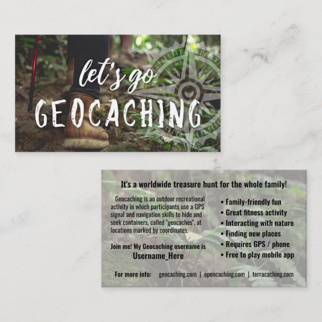 Carte De Sentier Géocaching Avec Informations Pour (Devant / Derrière)