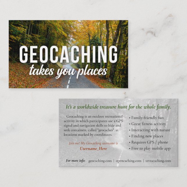 Carte De Sentier Géocaching Avec Informations Pour (Devant / Derrière)