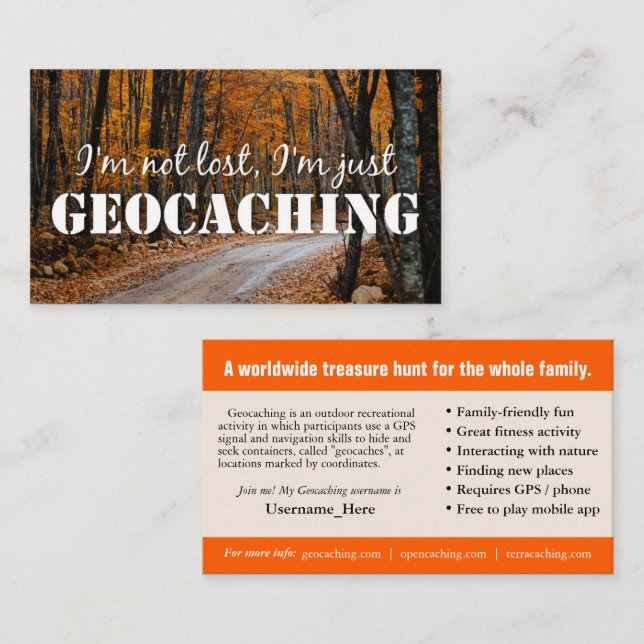 Carte De Sentier Géocaching Avec Informations Pour (Devant / Derrière)