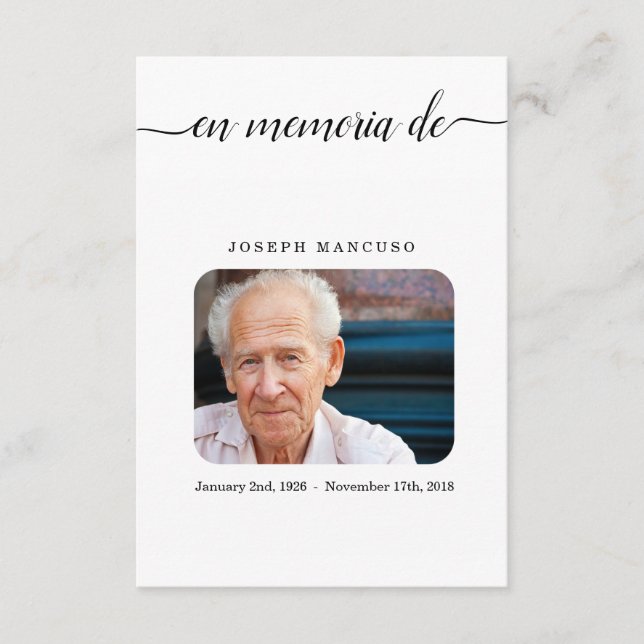 Carte de service commémorative de la carte funérai (Devant)