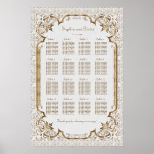 Carte de siège Art Déco Gatsby Gold Blanc