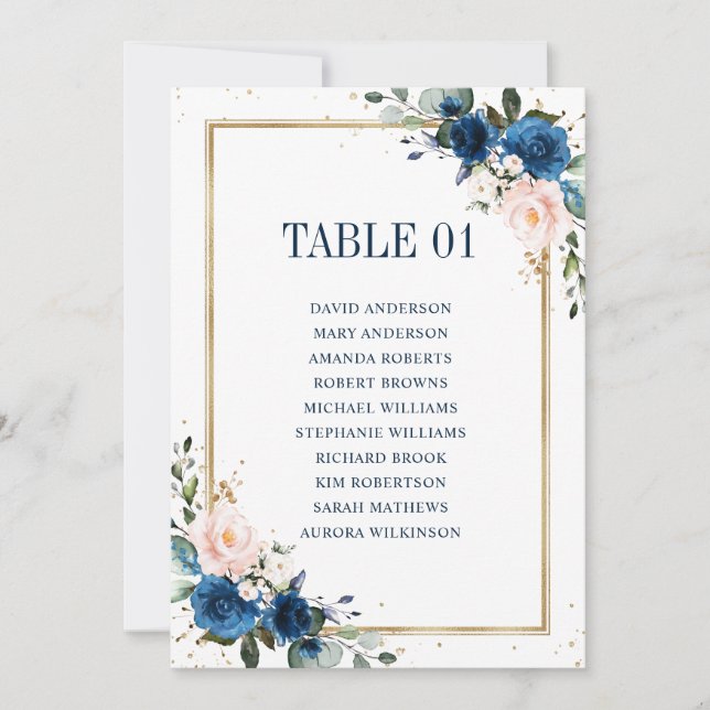 Carte de siège de Mariage géométrique bleu bleu ma (Devant)