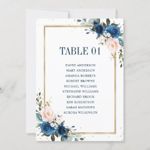 Carte de siège de Mariage géométrique bleu bleu ma