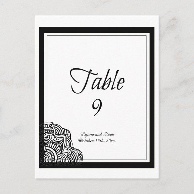 Carte de siège de table Black Medallion à bordure  (Devant)