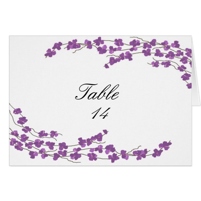 Carte de siège de table Blossoms - Blossoms pourpr (Devant Horizontal)