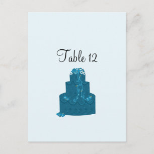 Carte de siège de table de gâteau Mariage turquois